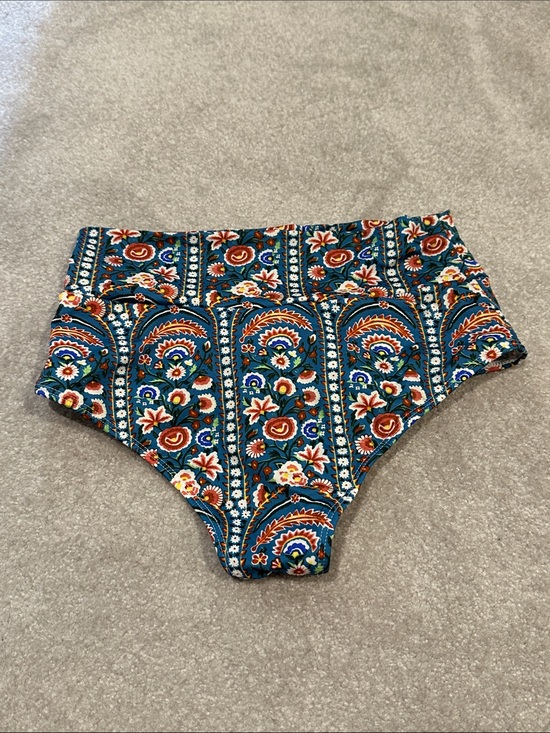 Montce Other - Montce High-Waist Floral Tile Print Bikini Bottom - Teal, Rust, White